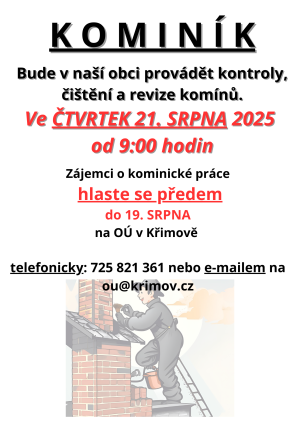 kominík srpen 2025